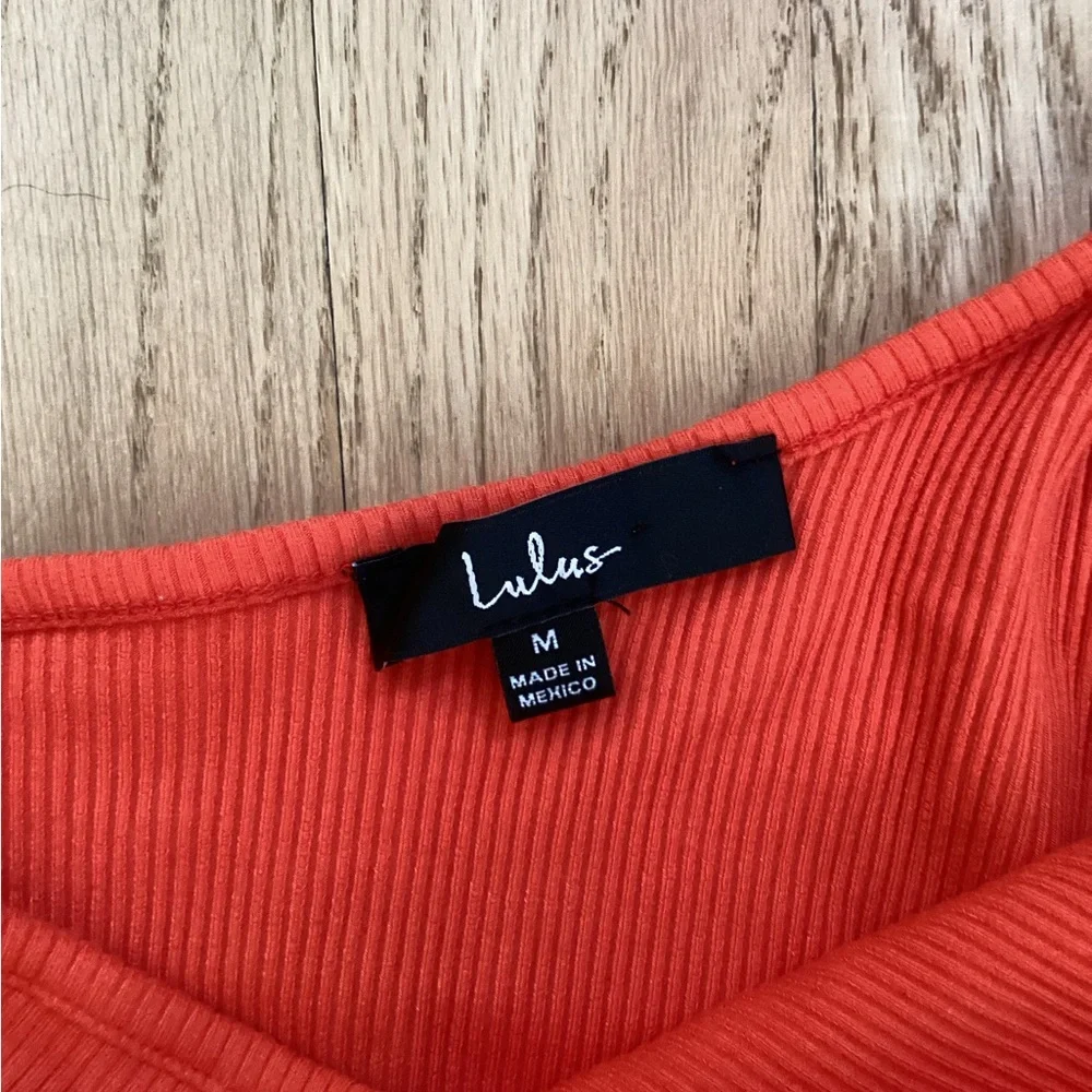Lulu's Vibrant Orange Ribbed Set Size M - Picture 4 of 9
